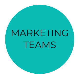 Circle with text marketing teams